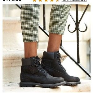 Timberland Lugsole Boots Waterproof 6 Inch in Black Nubuck Leather size 6